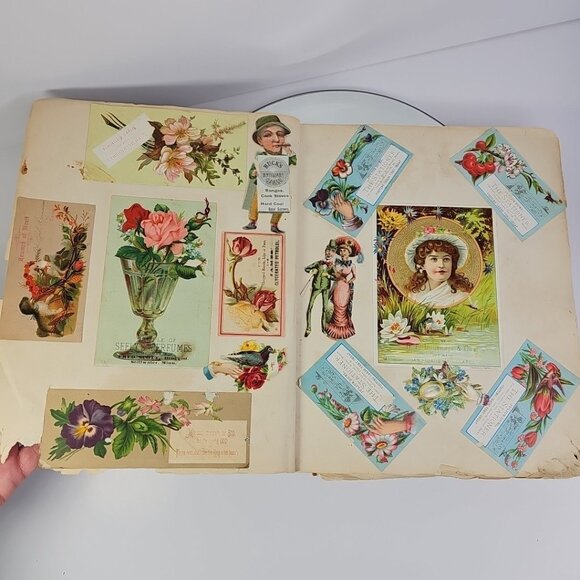 1800s Antique Scrapbook Loaded With Hundreds Of Cards Amazing Historical Book - Picture 3 of 16